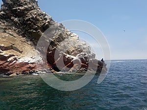 Ballestas islanda Paracas Peru sea lions pelicans penguins rock formations photo