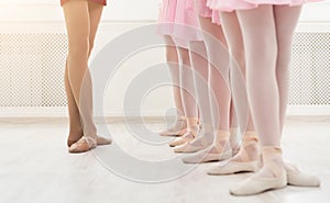 Ballet background, young ballerinas training