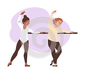 Ballet barre practice. Vector illustration