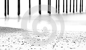 Ballet on Beach in Black and White