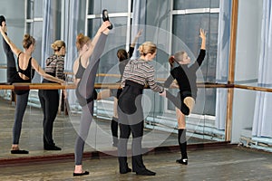 Ballet class in studio with choreographer