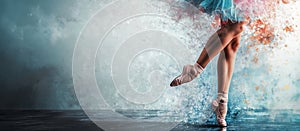 Ballet dancer en pointe, colorful background, dynamic movement, elegance