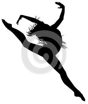 Ballet dancer jumping with tutu ballet dress, lottie. silhouette