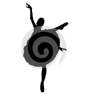 Ballet dancer jumping with tutu ballet dress, lottie. silhouette