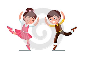 Ballet dancer kids boy and ballerina girl dancing