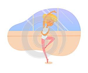 Ballet dancer lesson flat vector illustration