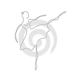 Ballet dancer silhouette continuous line drawing vector illustration