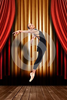 Ballet Dancer on Stage With Drapes