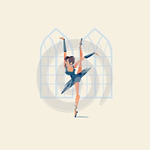 Ballet dancer in vintage room - vector