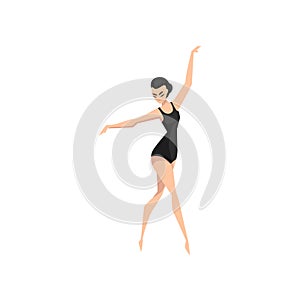 Ballet dancer, young professional ballerina dancing classical dance vector Illustration on a white background