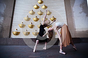 Ballet dancers on the city street