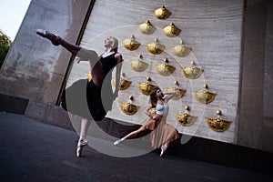 Ballet dancers on the city street