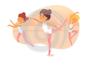 Ballet dancers lesson flat vector illustration