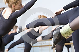 Ballet Dancers Practicing In Rehearsal Room