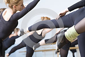 Ballet Dancers Practicing In Rehearsal Room photo