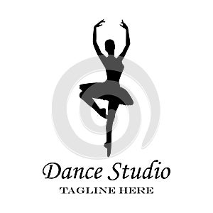 Ballet logo for ballet school, dance studio. vector illustration.