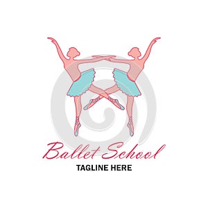 Ballet logo for ballet school. vector illustration