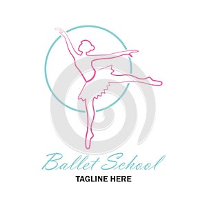 Ballet logo for ballet school. vector illustration