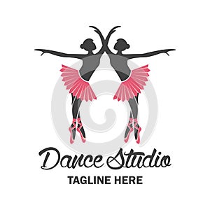 Ballet logo for ballet school. vector illustration