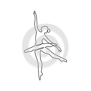 Ballet One line drawing on white background