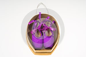 Ballet pointe shoes in present box white background