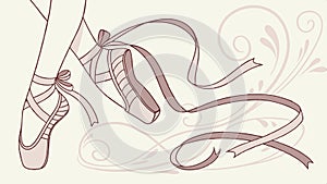 Ballet shoes ribbon, dance footwear and graceful ballet accessory vector design Generative AI photo