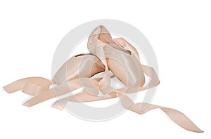 Ballet shoes on a white background photo