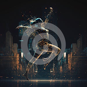 a balletdancer contemporary in a steampunk abstract, Ai Generative