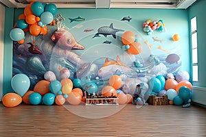 ballon decoration wall party kids in the home ocean theme