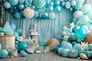 ballon decoration wall party kids in the home ocean theme