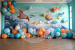 ballon decoration wall party kids in the home ocean theme