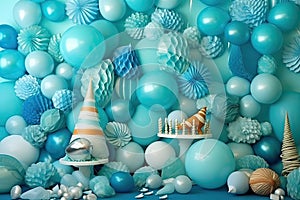 ballon decoration wall party kids in the home ocean theme