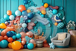 ballon decoration wall party kids in the home ocean theme