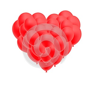 Ballons in form of heart isolated on white background. Valentine`s Day banner. Greeting card. Vector illustration