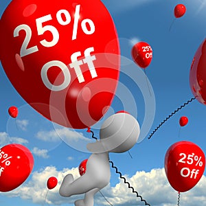 Balloon With 25% Off Showing Discount Of Twenty Five Percent