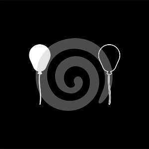 Balloon Airball with string rope inflatable helium icon white color vector illustration flat style image set