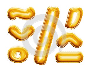 Balloon alphabet symbols signs 3D golden foil realistic