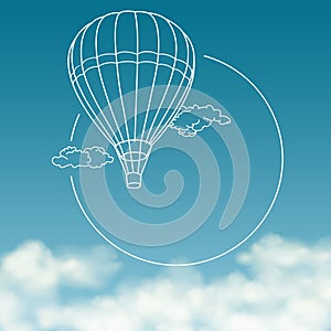 Balloon on background of cloudy sky with space for