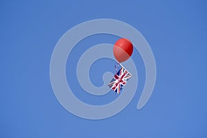 Balloon carries aloft a Union Jack flag from Windsor Castle after the Royal Wedding