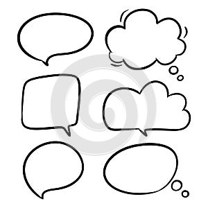 free hand comic chat bubbles elements set