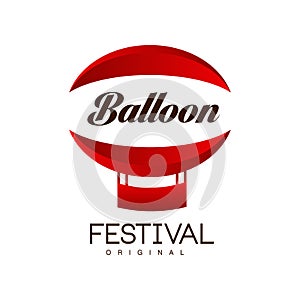 Balloon festival original design, creative badge with airship for corporate brand identity, summer holidays, travel