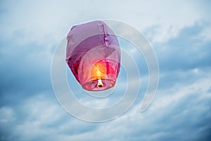 Balloon fire Sky lantern flying lanterns, hot-air balloons Lantern flies up highly in the sky.