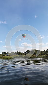 Balloon flight over the river