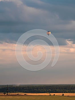 Balloon flights over the field in the evening