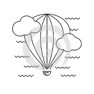 Balloon flying in the sky among the clouds. Aerostat.