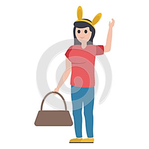 Balloon girl, cute girl Vector Illustration icon which can be easily modified