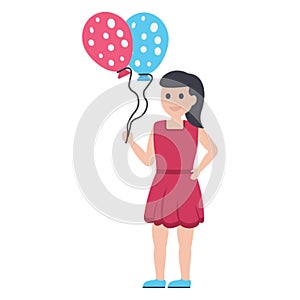 Balloon girl, cute girl Vector Illustration icon which can be easily modified