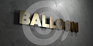 Balloon - Gold sign mounted on glossy marble wall - 3D rendered royalty free stock illustration