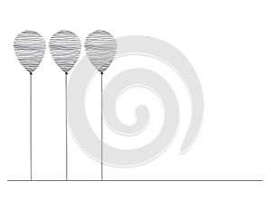 Balloon. Hand drawn, thin line. Greeting card. Vector. Logo