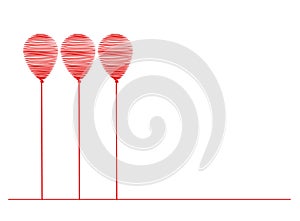 Balloon. Hand drawn, thin line. Greeting card. Vector. Logo